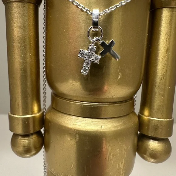 MINI CROSS NECKLACE GOLD FILLED ADJUSTABLE CHAIN NIB